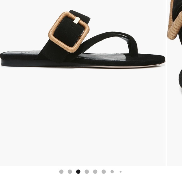 Veronica Beard Salva Black Suede Sandals with Tan Buckle - Picture 8 of 9